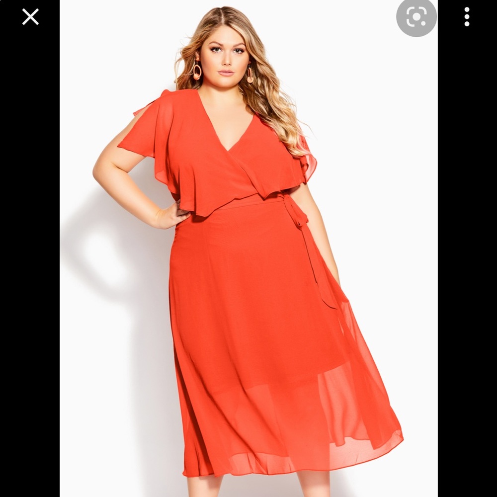 City Chic Torrid Lane Bryant Plus Size Orange Maxi Dress